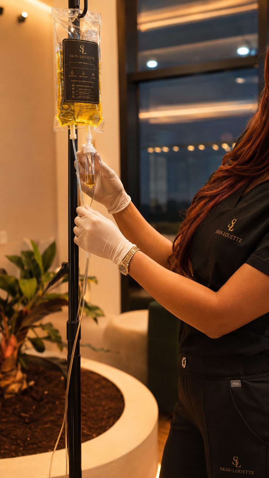 Skin-Louette RN preparing an IV drip